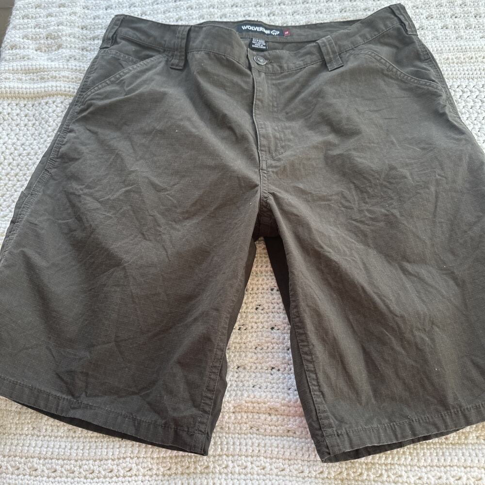 WOLVERINE Men’s Size 36 Carpenter Work Shorts Brown Cargo Print 10” Inseam